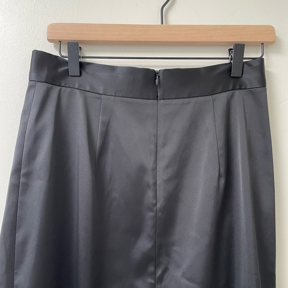 MM. Lafleur Perry Satin Faux Wrap‎ Lined Black Pencil Skirt - Picture 6 of 8